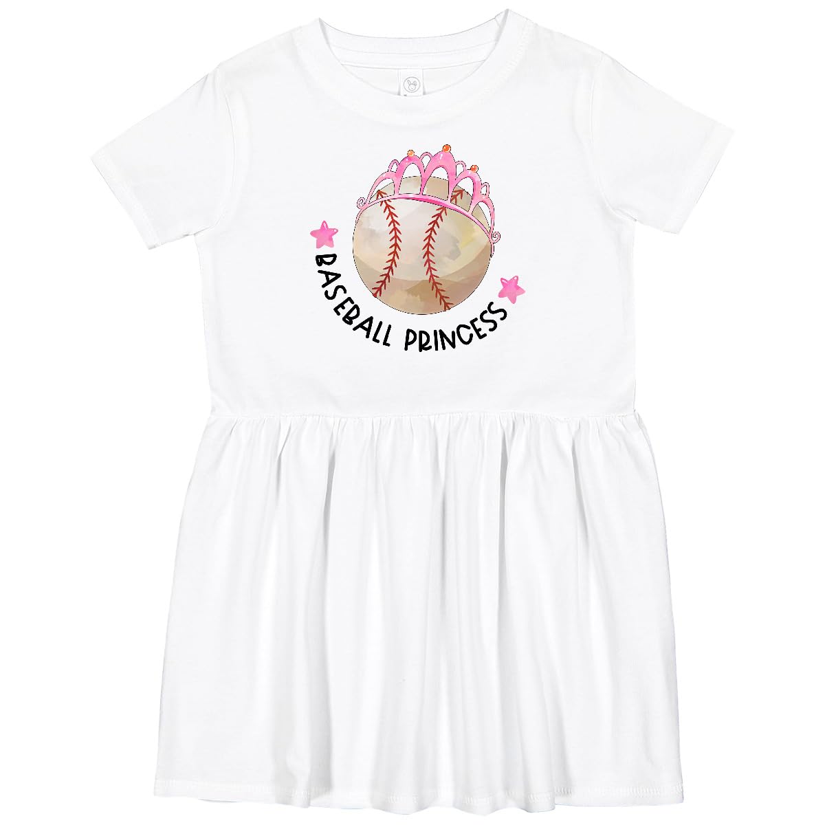 Inktastic Baseball Princess Tiara Toddler Dress - Cute Girls' Baseball Outfit for Games, Parties & Playdates - Perfect for Sports Events, Birthday Parties & Casual Wear