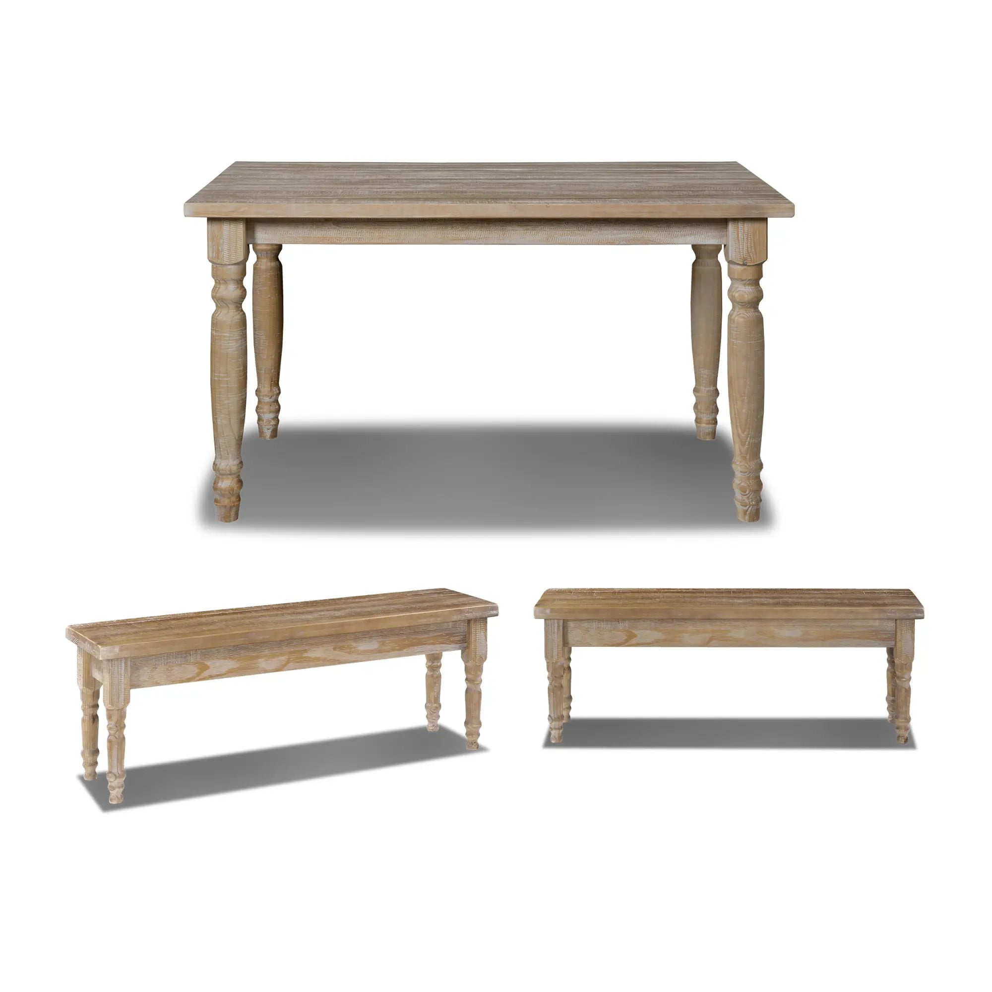 Valerie 3-Piece Dining Set with Table & Bench - Perfect for Small Spaces, Kitchens, and Breakfast Nooks | Modern Farmhouse Style Furniture for Home & Apartment