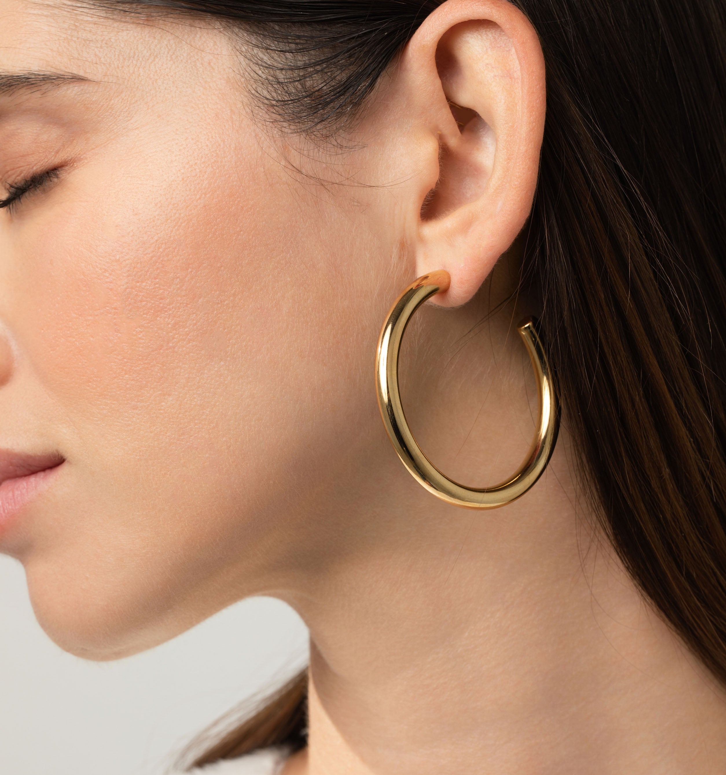 Gigi Round Hoop Earrings - 50mm Gold Plated Dangle Hoops for Women | Perfect for Parties, Weddings & Everyday Wear