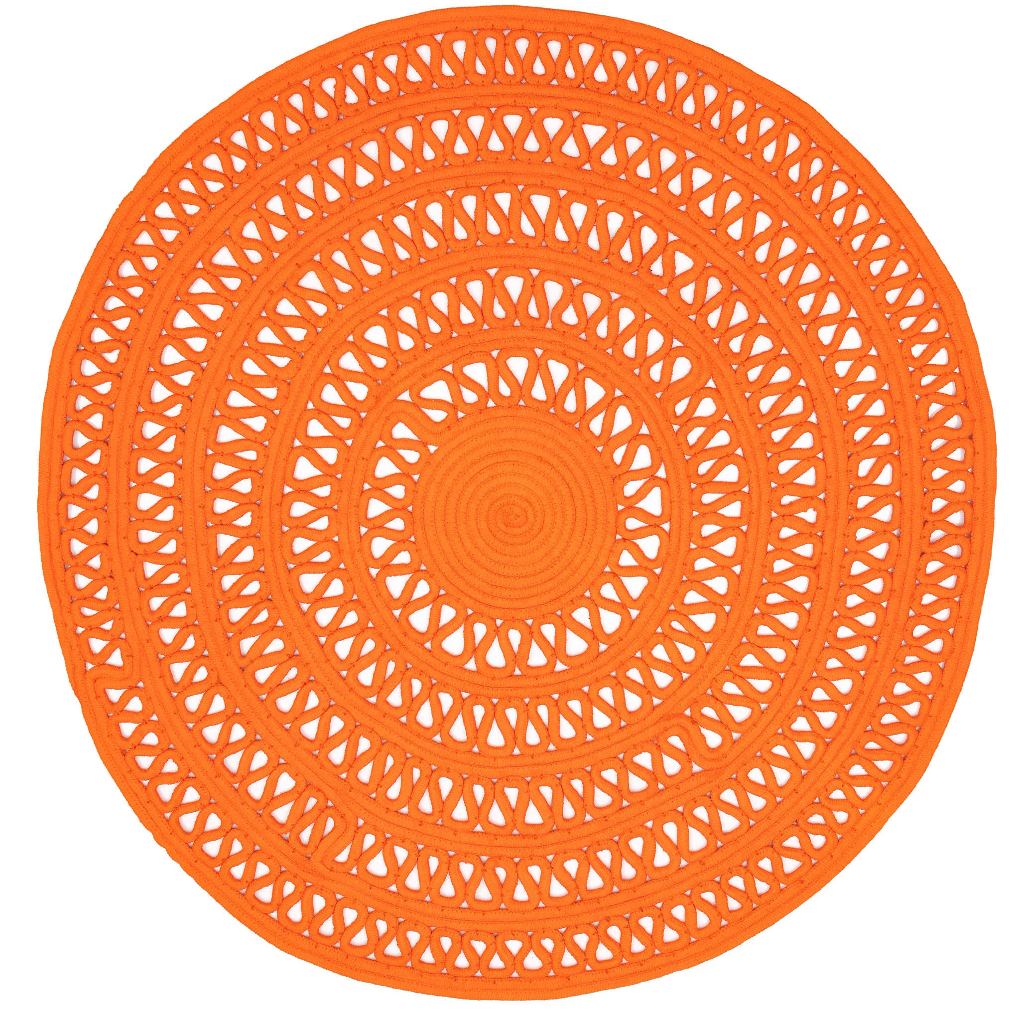 Handwoven Round Jute Rug for Indoor & Outdoor Use - Natural Tangerine Color | Boho Home Decor, Living Room, Patio, Bedroom Floor Mat