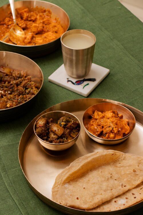 Authentic Kansa Thali Set from Gujarat - Traditional Indian Brass Dinnerware for Healthy Eating | Perfect for Ayurvedic Meals, Festive Dining & Home Decor