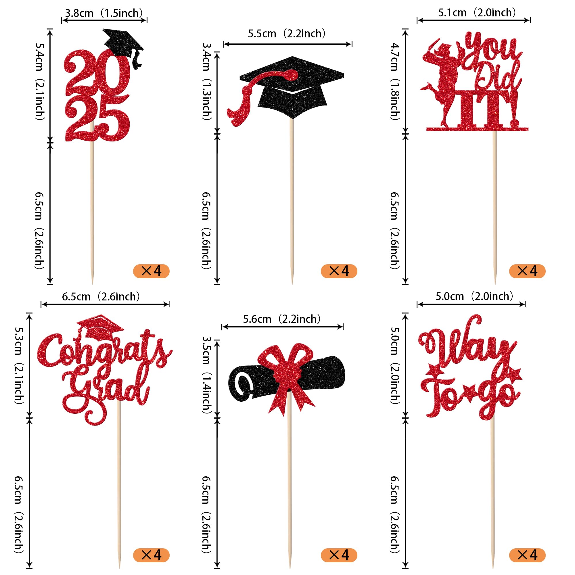 24 Pack Lawyer 2025 Graduation Cupcake Toppers - Glitter Class of 2025 Grad Cap Law School Survivor Cupcake Picks - Perfect for 2025 Lawyer Graduation Party, Cake Decorations & Supplies (Red) - Great for Law School Graduation Celebrations, Office Parties & Dessert Table Decor