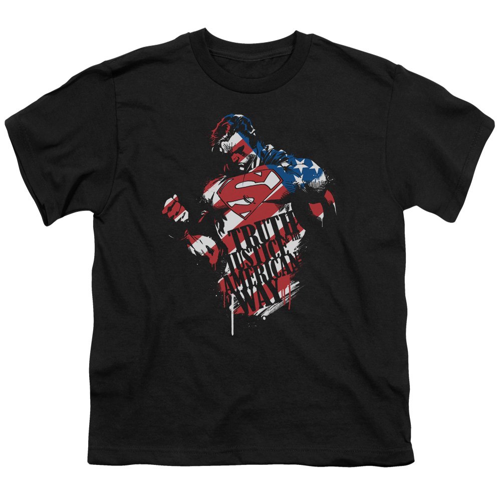 Superman The American Way Unisex Youth T-Shirt | DC Comics Graphic Tee for Boys & Girls | Casual Wear & Cosplay Costume