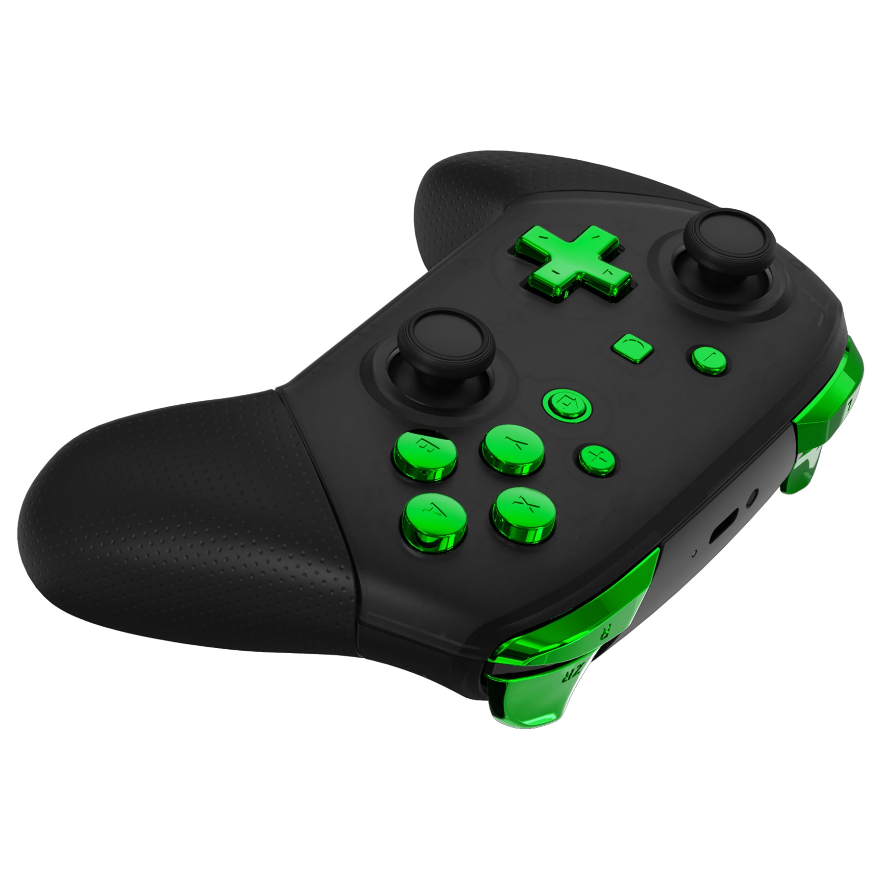 eXtremeRate DIY Replacement Full Set Buttons for Nintendo Switch Pro Controller - Chrome Green (KRD406) | Customize Your Gamepad for Enhanced Gaming Experience