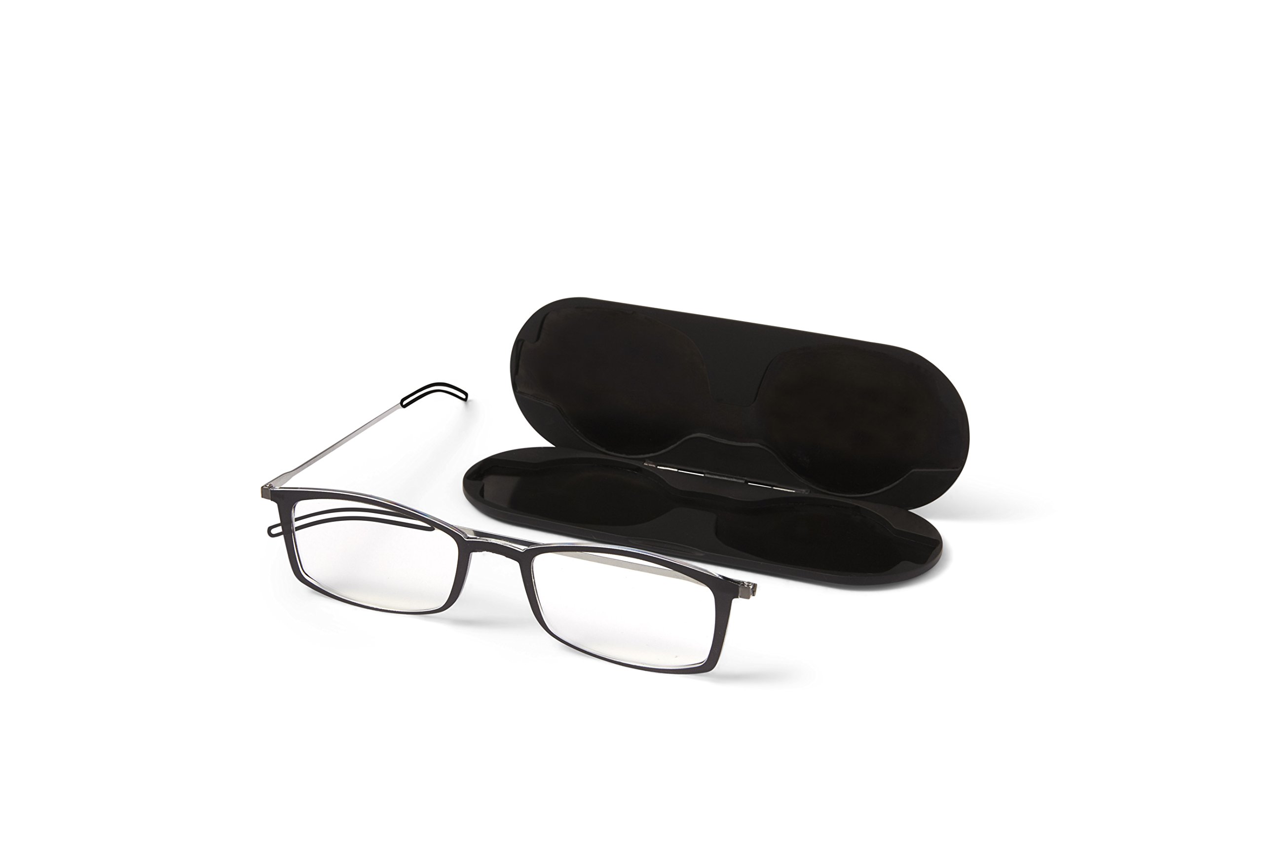 ThinOptics Reading Glasses Gift Set - Frontpage Brooklyn & Universal Pod Rectangular Readers | Stylish Lightweight Eyewear for Reading, Work & Travel