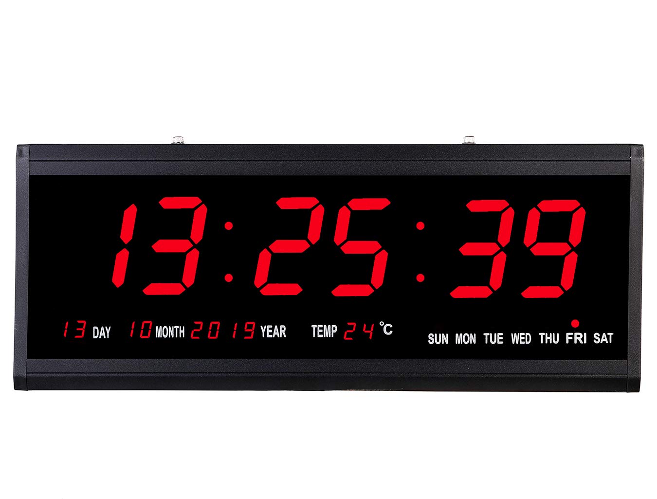 18.9 Inch Oversized LED Digital Wall Clock - Large Display with Indoor Temperature, Date & Day of Week - Electric Wall Clock & Calendar Timer - Modern Home & Office Decor (Red) - Perfect for Living Room, Bedroom, Kitchen & Office Spaces