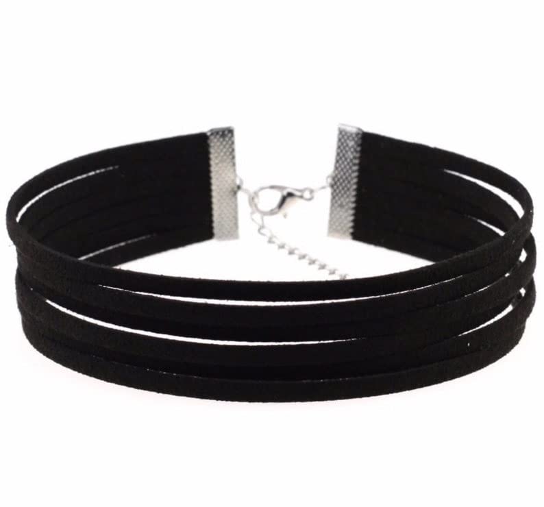 XULAVA Black Brown Suede Choker Necklace for Women & Teens - Boho Layered Long Necklace Jewelry Gift for Best Friend, Perfect for Casual Outfits & Festival Wear