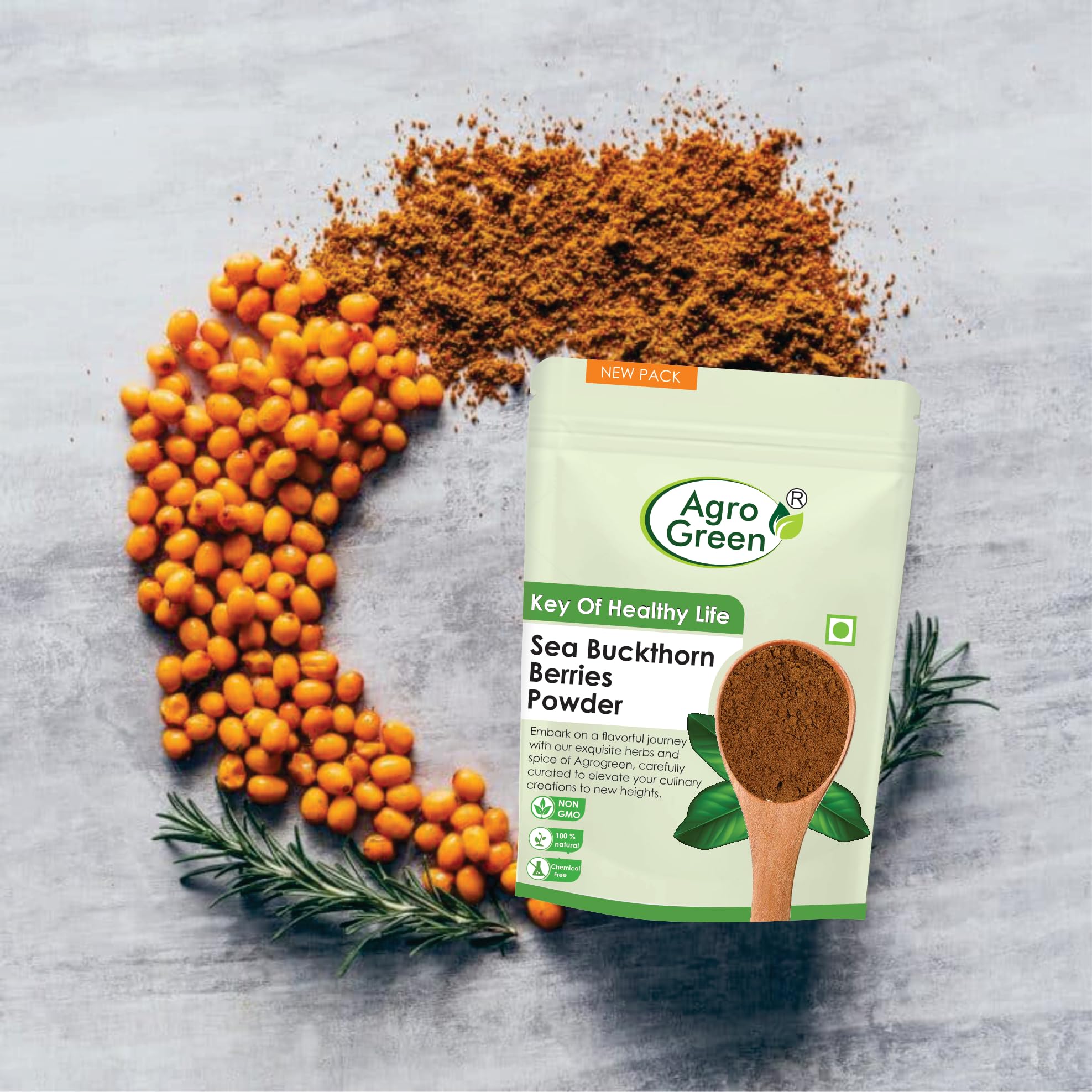 Organic Sea Buckthorn Berry Powder - 100% Pure & Natural Superfood Supplement for Immunity & Skin Health (50g) - Perfect for Smoothies, Baking & Wellness Drinks