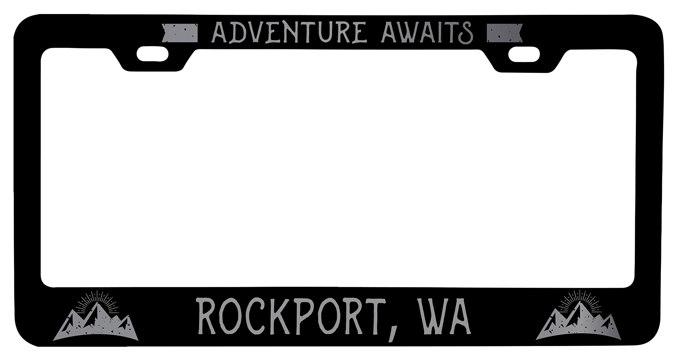 Rockport Washington Laser Etched Vanity Black Metal License Plate Frame - Durable Car Accessory for US Vehicles - Perfect for Personalization & State Pride