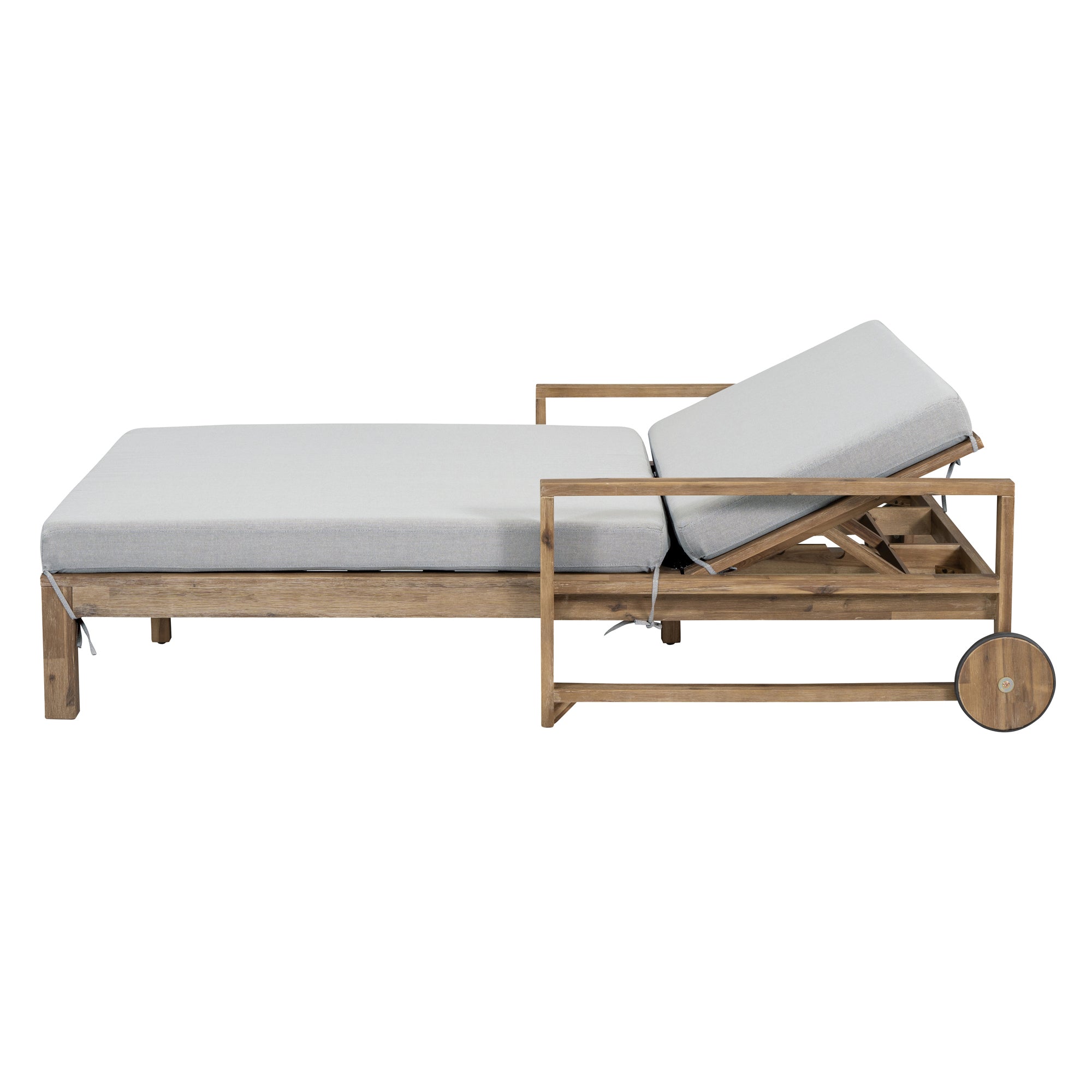 Farmhouse Style Wooden Outdoor Sunbed - 2 Person Daybed for Poolside, Garden & Backyard - Weather-Resistant Grey Wood Lounge Chair - Perfect for Relaxing, Sunbathing & Outdoor Lounging