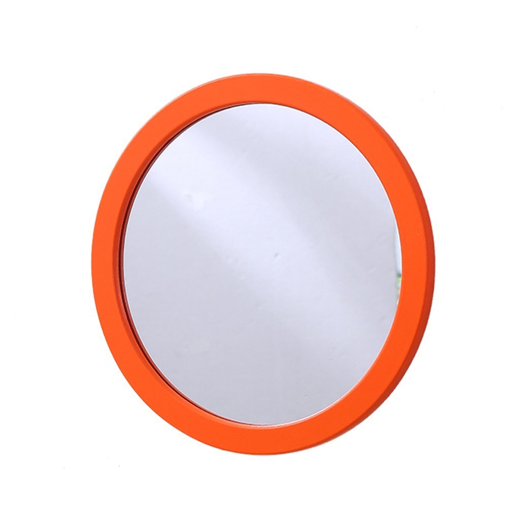 Round Decorative Wall Mirror - 29.1cm Orange Bathroom & Classroom Mirror for Home, Restaurant & Kindergarten Decor | Creative Multi-Functional Wall Mount Design