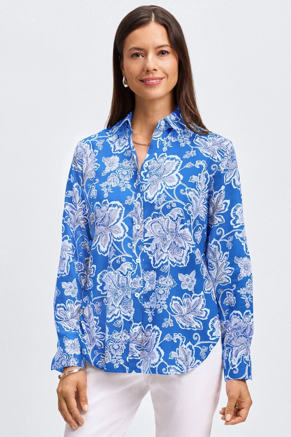 Cobalt Blue/White Woodblock Floral