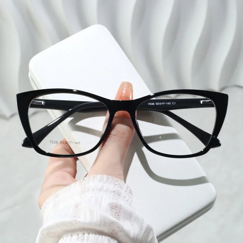 CCspace Women's Full Rim Square Cat Eye Titanium Eyeglasses Frame - Lightweight & Durable TR90 Material - Style 7036 for Work, Reading & Fashion Accessories