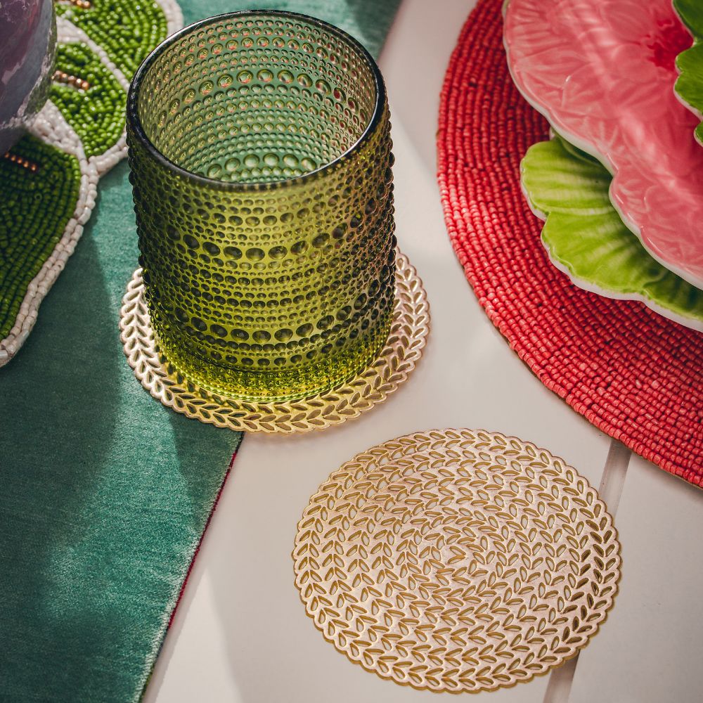 Premium Gold Coasters Set of 4 or 12 - Elegant Drink Coasters for Home Bar, Coffee Table & Dining Table Protection - Perfect for Parties, Weddings & Everyday Use