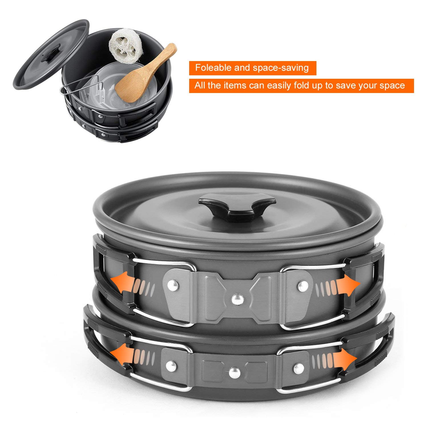 **Nonstick Camping Cookware Set - Lightweight Backpacking Pots & Pans with Mesh Storage Bag - Perfect for Hiking, Picnics & Outdoor Cooking - Ideal for Backpackers, Campers & RV Travel - Great for Campfire Meals, Backcountry Adventures & Family Camping Trips**