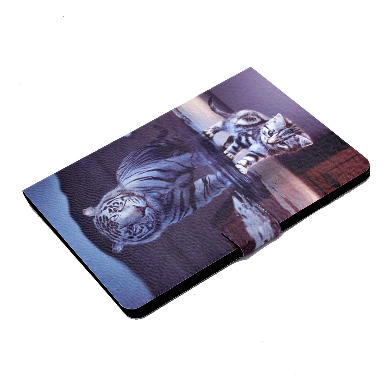 Premium PU Leather iPad Case for 9.7-inch iPad 6th/5th Gen (2017/2018) & iPad Air 2/Air 1 - Auto Wake/Sleep Flip Cover with Card Holder & Stand Function - Perfect for Work, Travel and Daily Use (Cat & Tiger Design)