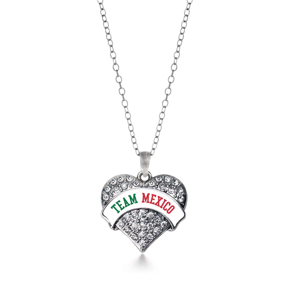 Inspired Silver - 18 Inch Sterling Silver Pave Heart Charm Necklace with Cubic Zirconia | Elegant Jewelry Gift for Women | Perfect for Valentine's Day, Anniversary & Special Occasions