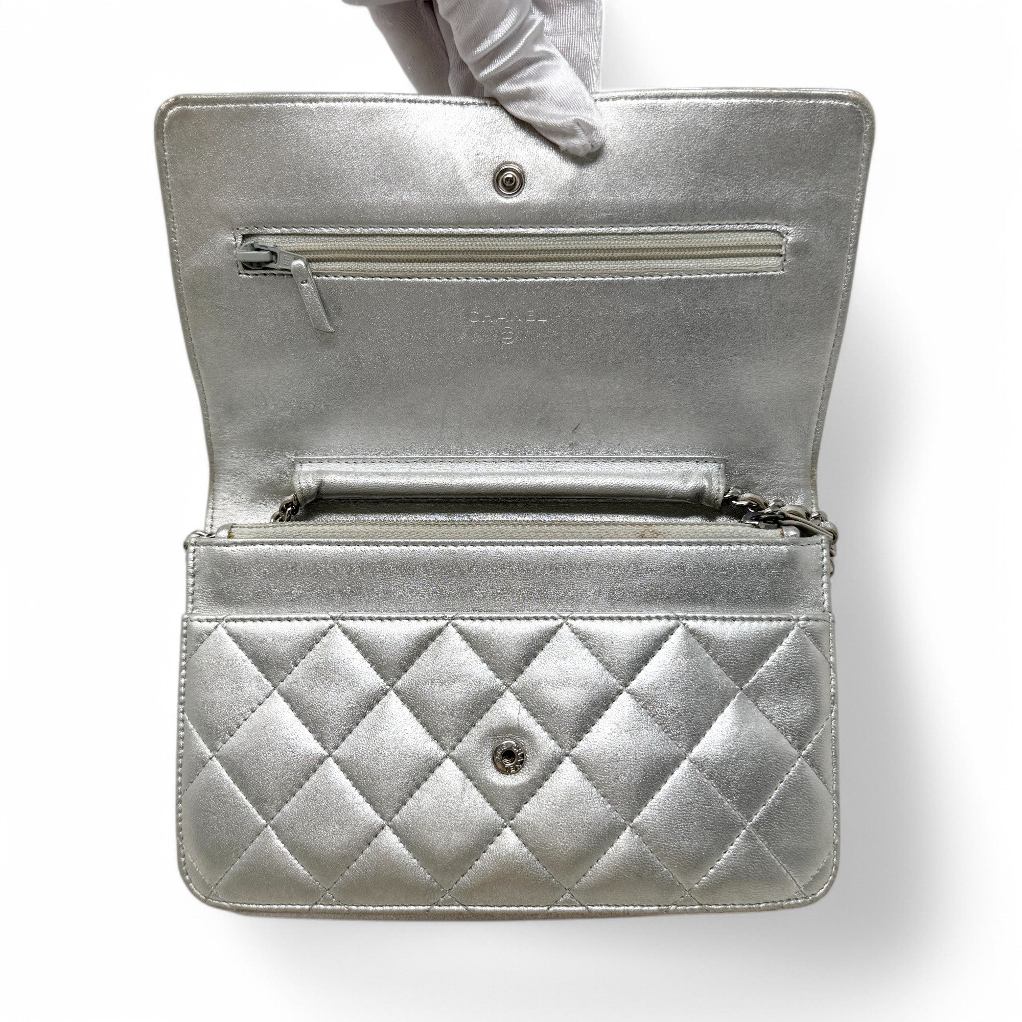 Chanel Silver Wallet On Chain Crossbody Bag - Luxury Designer WOC for Women | Perfect for Parties, Date Nights & Everyday Use