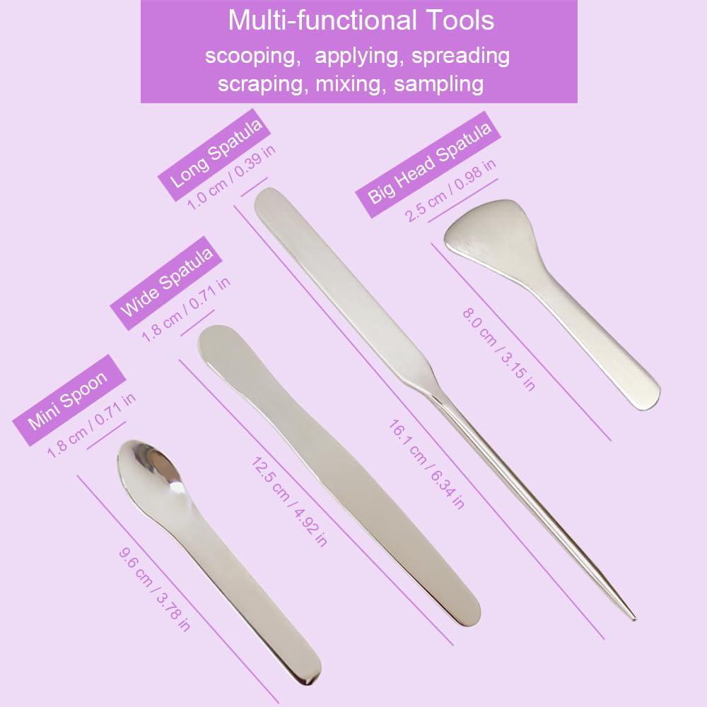 Osinee 4-Piece Makeup Spatula Set - Mini Cosmetic Spatula for Foundation, Wax, Lotion & Skincare - Essential Beauty Tools for Estheticians & DIY Facial Care at Home