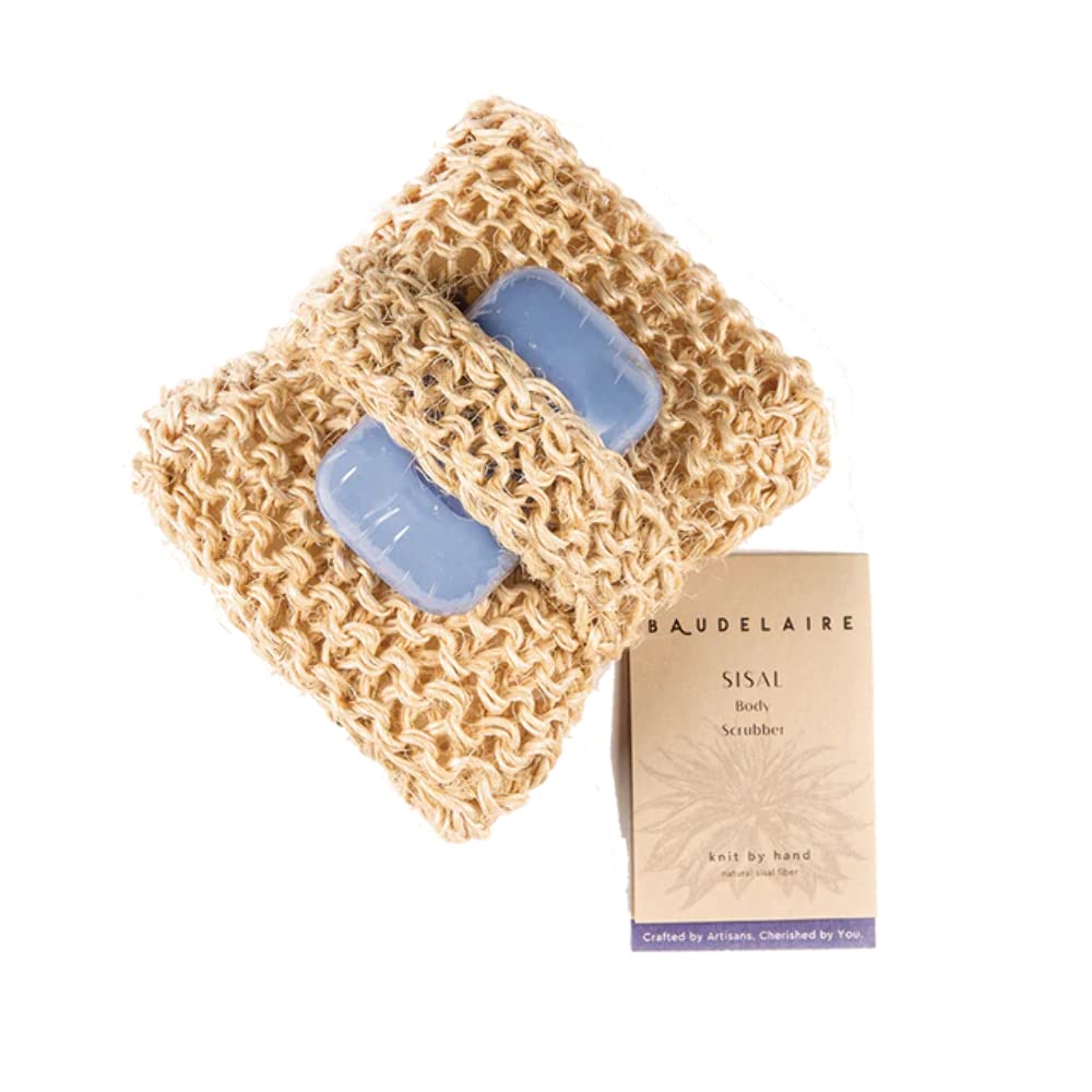 BAUDELAIRE Sisal Body Scrubber - Natural Exfoliating Bath Brush for Smooth Skin | Perfect for Shower, Spa & Dry Brushing at Home