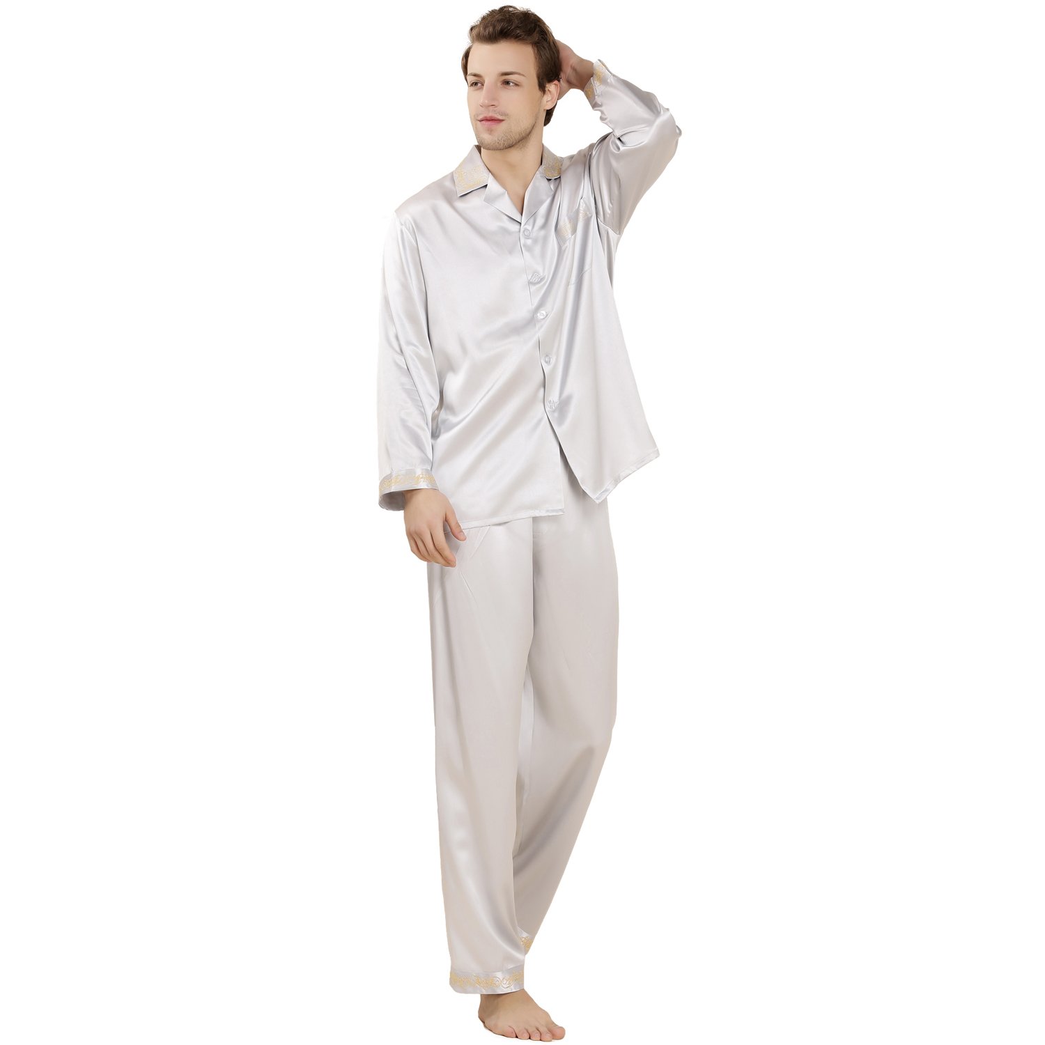 Premium 100% Silk Pajamas for Men - Luxury Sleepwear Set with Comfortable Fit - Perfect Gift for Birthday, Anniversary & Holidays - Ideal for Relaxing at Home, Lounging & Spa Days