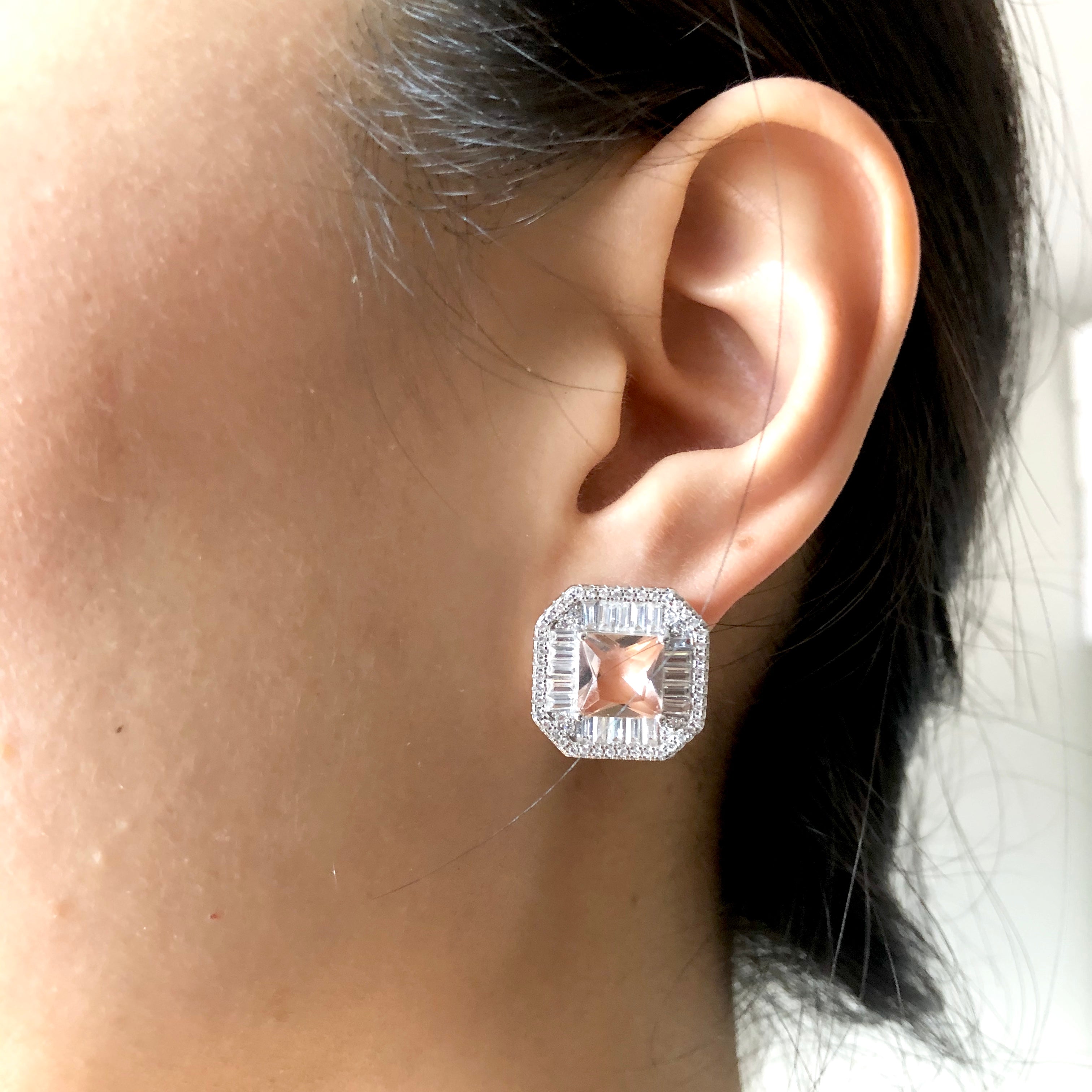 Elegant Square Jewel Earrings for Women - Minimalist Stud Earrings for Daily Wear - Perfect for Office, Party & Gift Giving