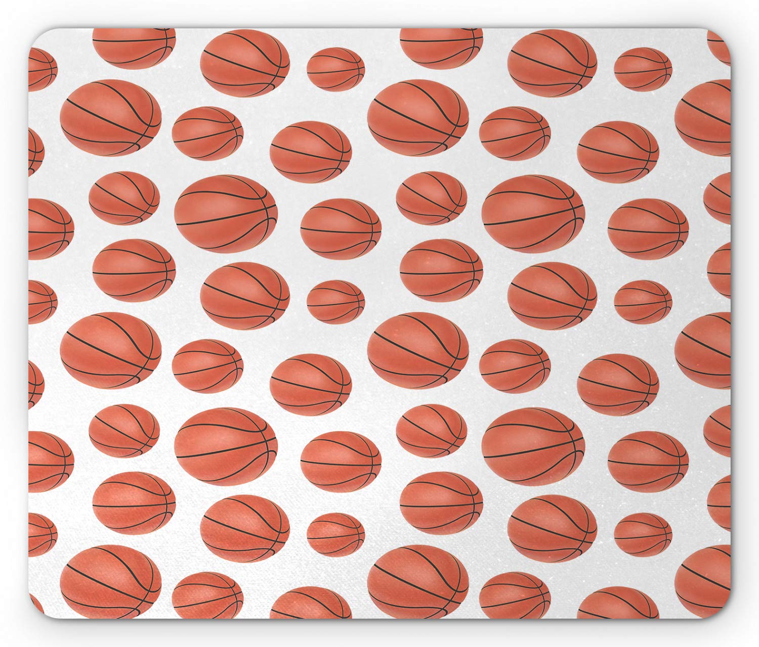 Ambesonne Basketball Mouse Pad - Realistic Basketball Design on White, Non-Slip Rubber Gaming Mousepad (Standard Size) for Office, Home & Sports Enthusiasts