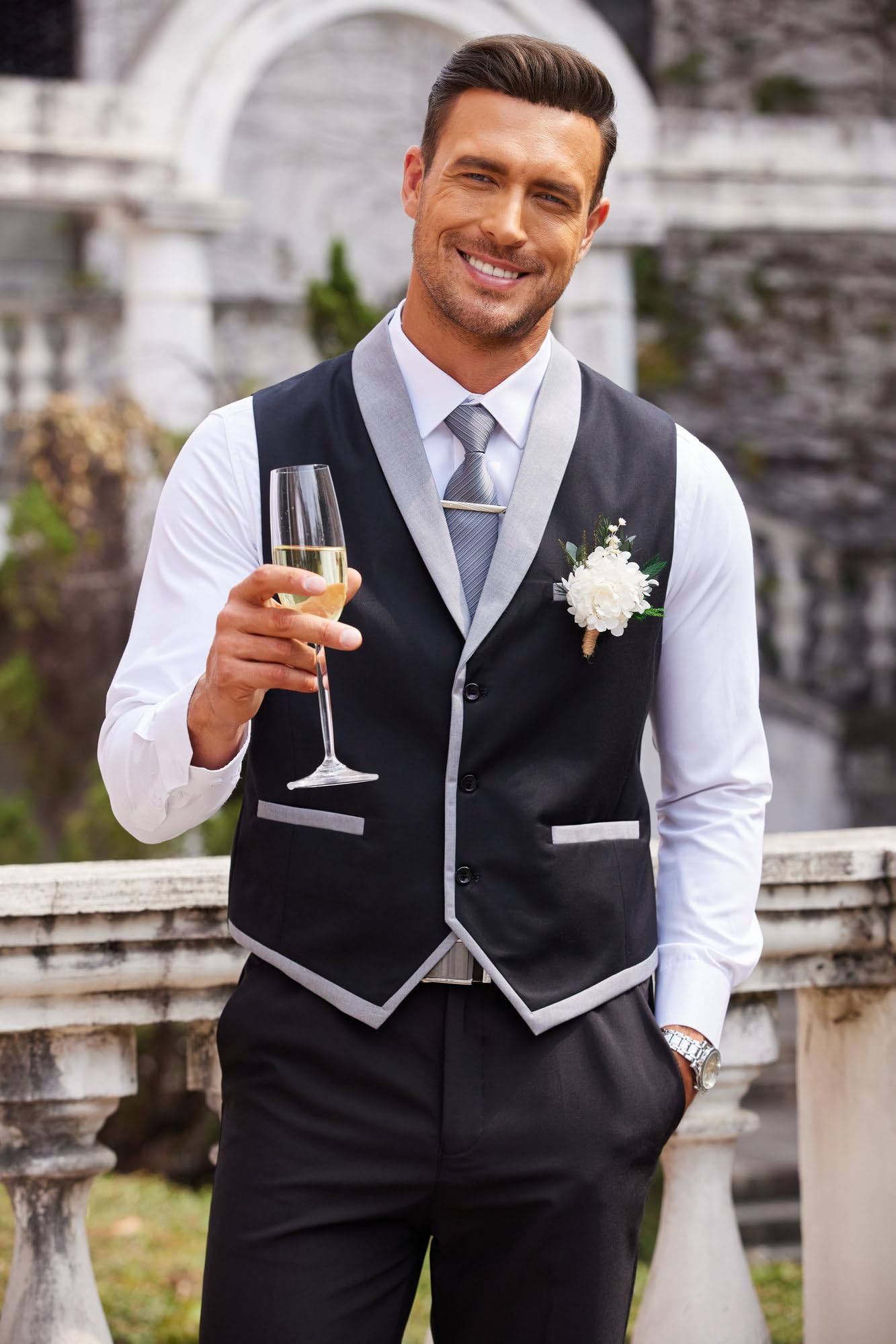 COOFANDY Slim Fit Men's Suit Vest - Formal Business Dress Waistcoat for Wedding & Office - Premium Stretch Fabric for Comfortable All-Day Wear