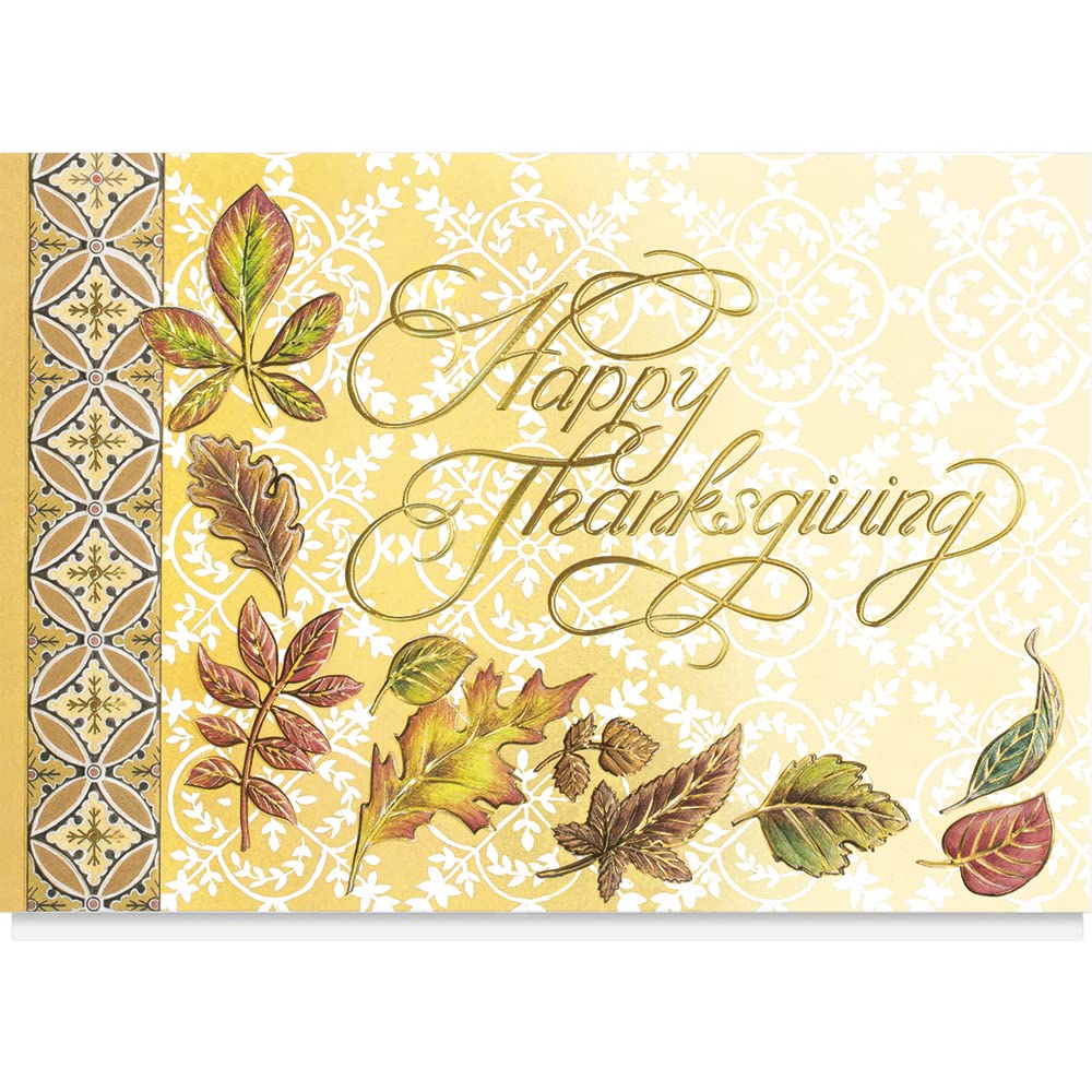 25 Personalized Thanksgiving Greeting Cards with Foil-Lined Envelopes - Elegant Holiday Wishes for Business Clients, Friends & Family - Perfect for Office Gifts, Thanksgiving Parties & Holiday Mailings
