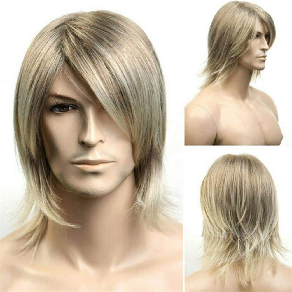 Kaneles Men's Blonde Wig - Straight Side Part Natural Synthetic Hair Replacement for Costume & Halloween | Perfect for Cosplay, Parties, and Theatrical Performances