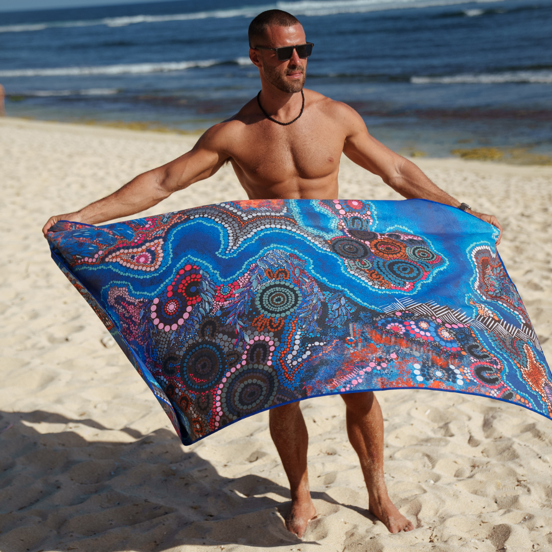 Bunjil Over Wurundjeri Sand-Free Quick Dry Beach Towel - Perfect for Pool, Picnic, Travel & Outdoor Activities