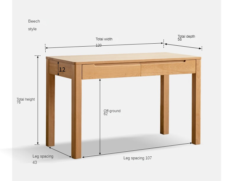Premium Solid Wood Office Desk - Oak & Beech - Modern Home Office Furniture for Remote Work & Study