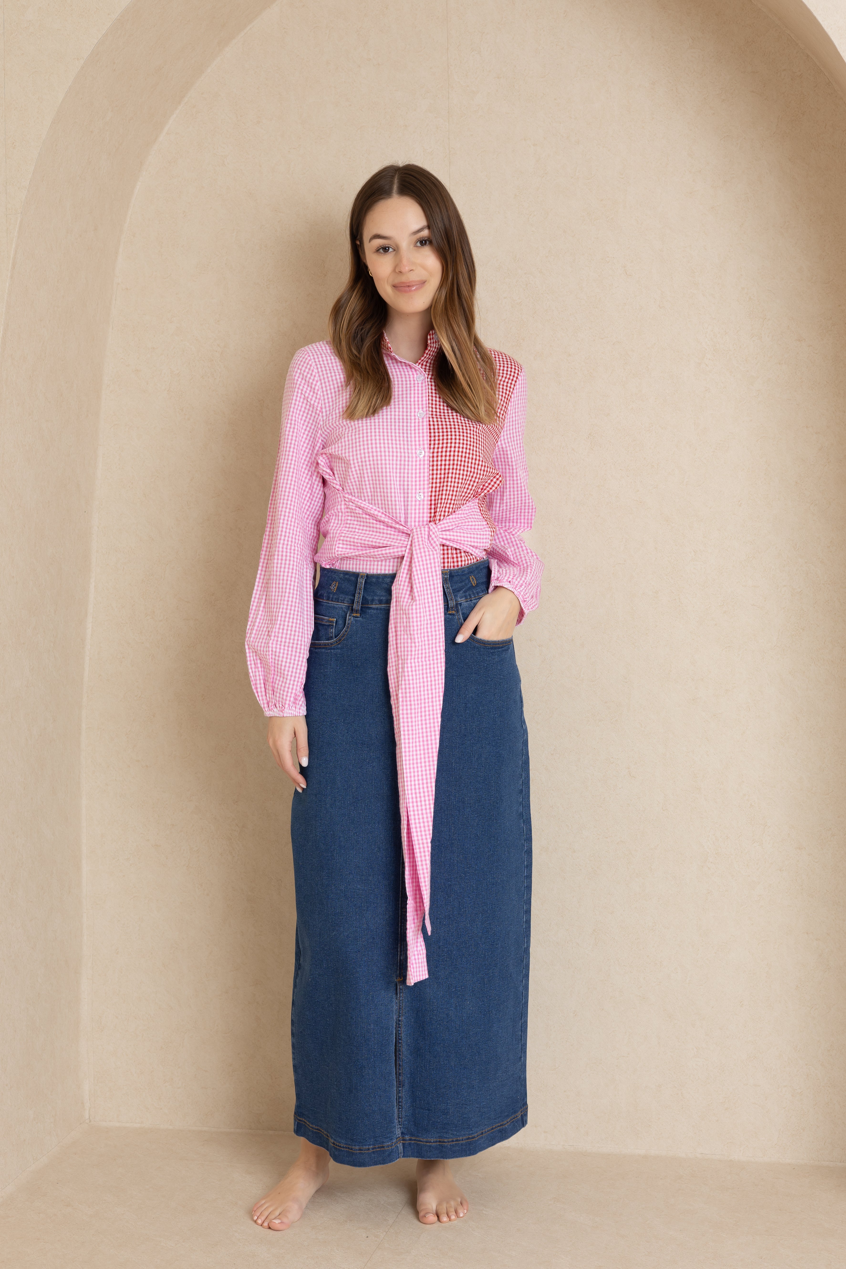 Checkered Tie Top for Women - Stylish and Versatile Blouse for Casual & Office Wear | Perfect for Work, Dates & Everyday Outfits