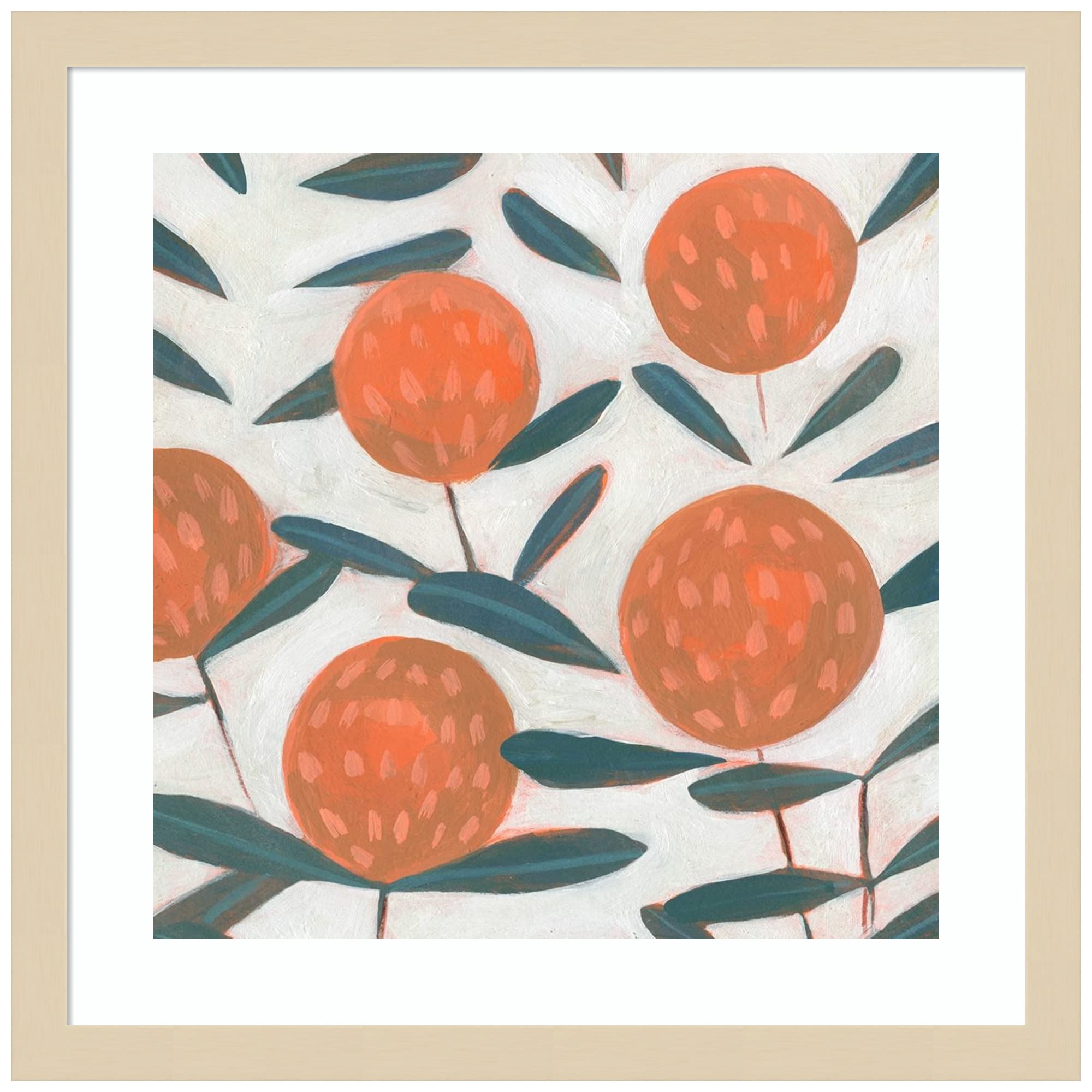 Emma Scarvey Red Clover II Wood Framed Wall Art Print - 17x17 Inch Natural Frame - Botanical Home Decor for Living Room, Bedroom & Office