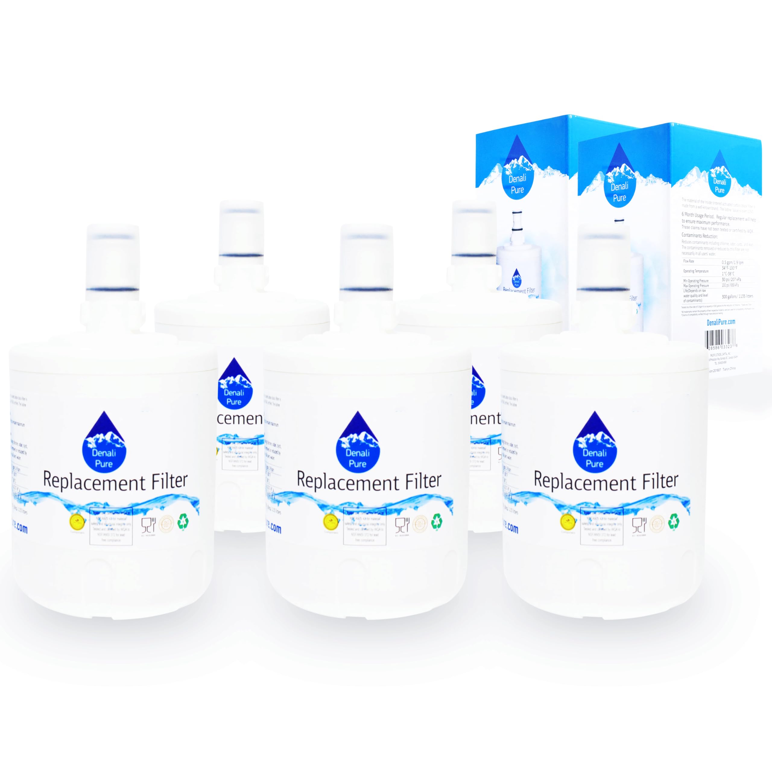 5-Pack KTRS19ELBL00 Refrigerator Water Filter Replacement - Compatible with KitchenAid 8171413 & 8171414 Fridge Filters | Pure Water for Drinking, Ice Maker & Dispenser