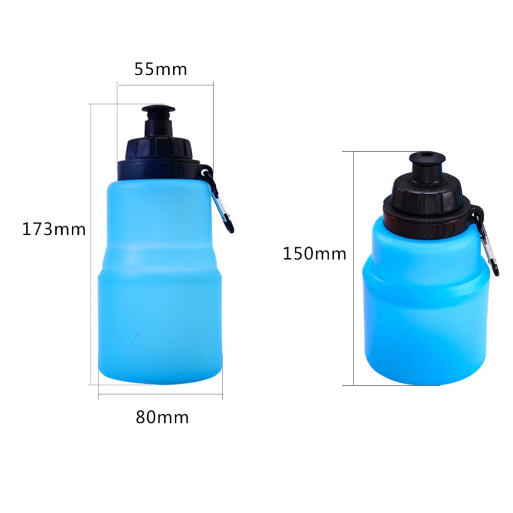 **Foldable Silicone Water Bottle - Leakproof, Heat Resistant & Portable Travel Cup for Hiking, Camping, Gym & Outdoor Activities | Blue**