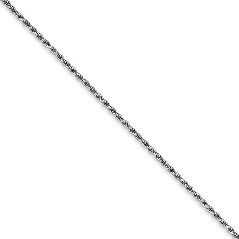 14K White Gold Diamond Cut Rope Chain Anklet or Bracelet - 1.15mm Thin Black Bow Jewelry for Women, Elegant Ankle Bracelet & Wrist Jewelry Gift for Her - Perfect for Weddings, Parties & Everyday Wear