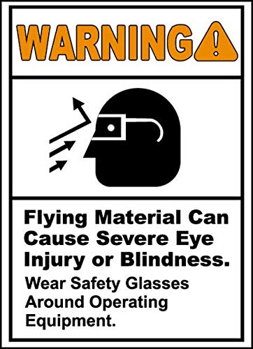 Flying Material Eye Injury Warning Sign - 12x18 Inch Aluminum Traffic & Warehouse Safety Sign, 0.04 Thickness, Weatherproof & Durable - Perfect for Construction Sites, Factories & Hazardous Work Areas
