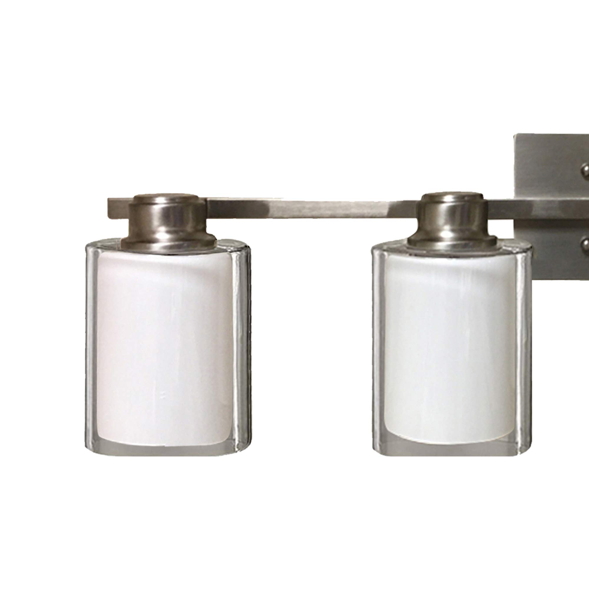 AA Warehousing 4-Light Brushed Nickel Vanity Light with Frosted White Glass Shade - Perfect for Bathroom, Bedroom, and Dressing Room Lighting (300350)