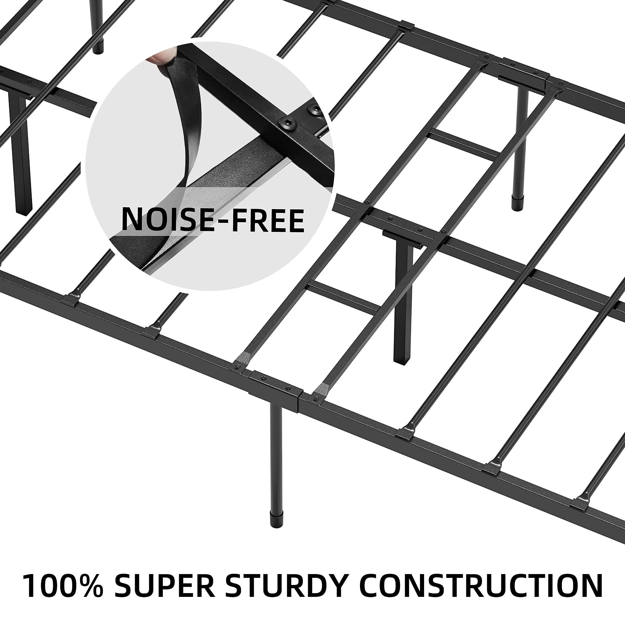 Twin Size Metal Platform Bed Frame with Headboard - Sturdy Mattress Foundation with Slat Support, 12.3