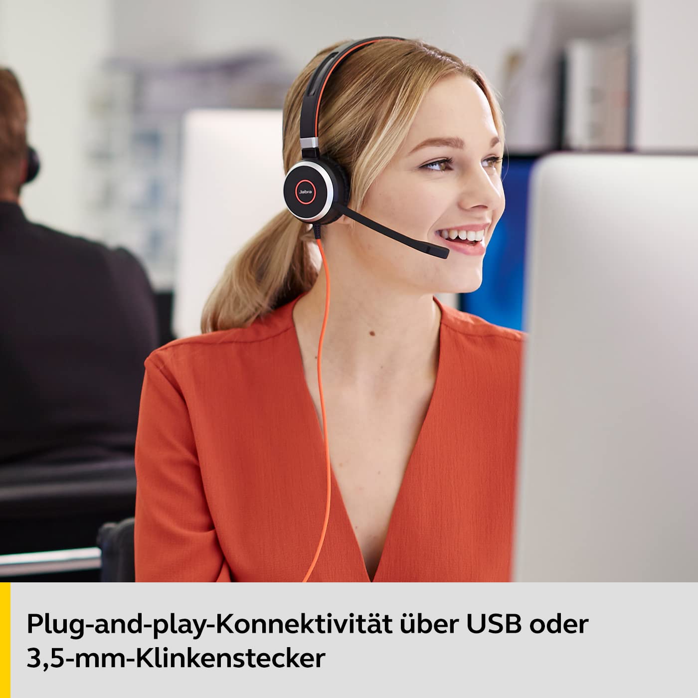 Jabra Evolve 40 UC Mono Headset - Noise Cancelling Office Headphones with USB Cable & Call Control for VoIP, Skype, Zoom - Perfect for Remote Work & Business Calls (Black)