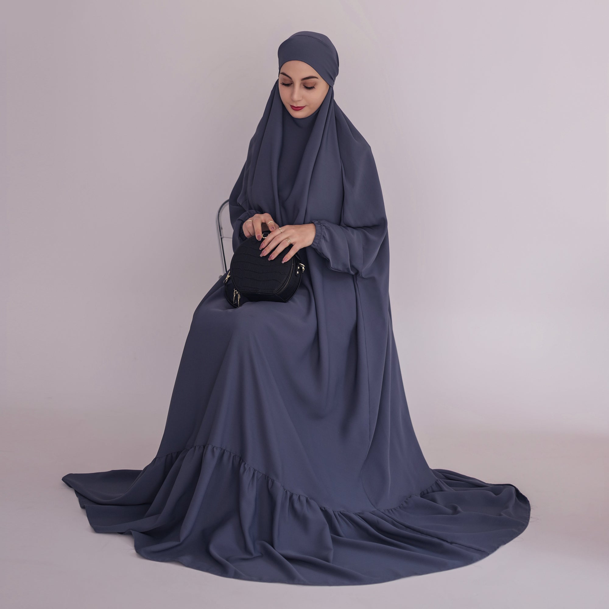Anissa Jilbab Gray - Modest Muslim Scarf for Women | Perfect for Prayer, Daily Wear & Special Occasions