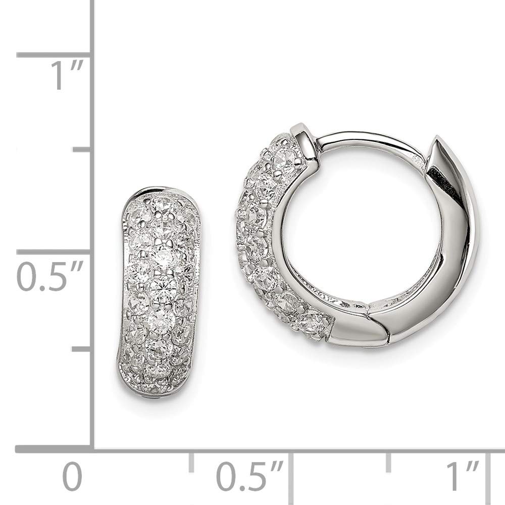 925 Sterling Silver Cubic Zirconia CZ Hinged Hoop Earrings (14mm x 5mm) - Elegant Dangle Earrings for Women, Perfect for Parties, Weddings & Everyday Wear
