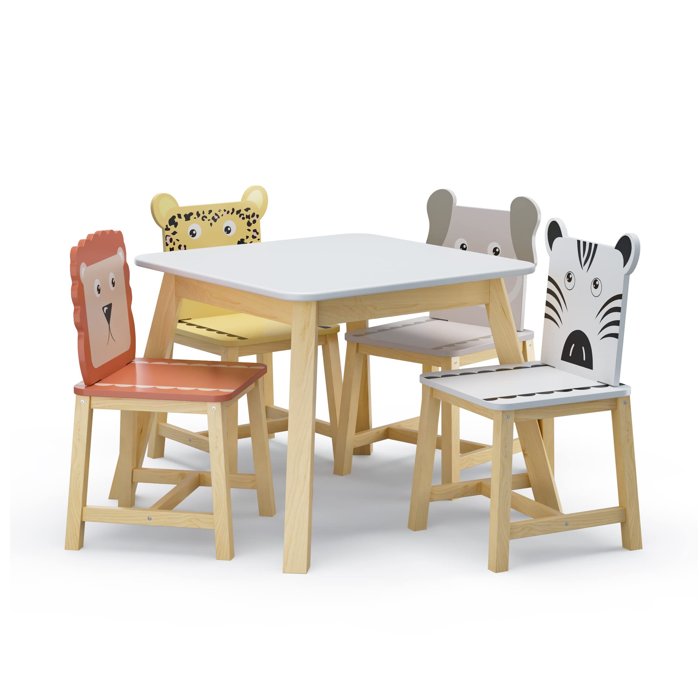 **HENF Kids Wooden Activity Table & 4 Chairs Set – 5-Piece Toddler Playroom Furniture, Durable Picnic Table with Chairs for Boys & Girls – Perfect for Playtime, Learning & Indoor/Outdoor Activities**