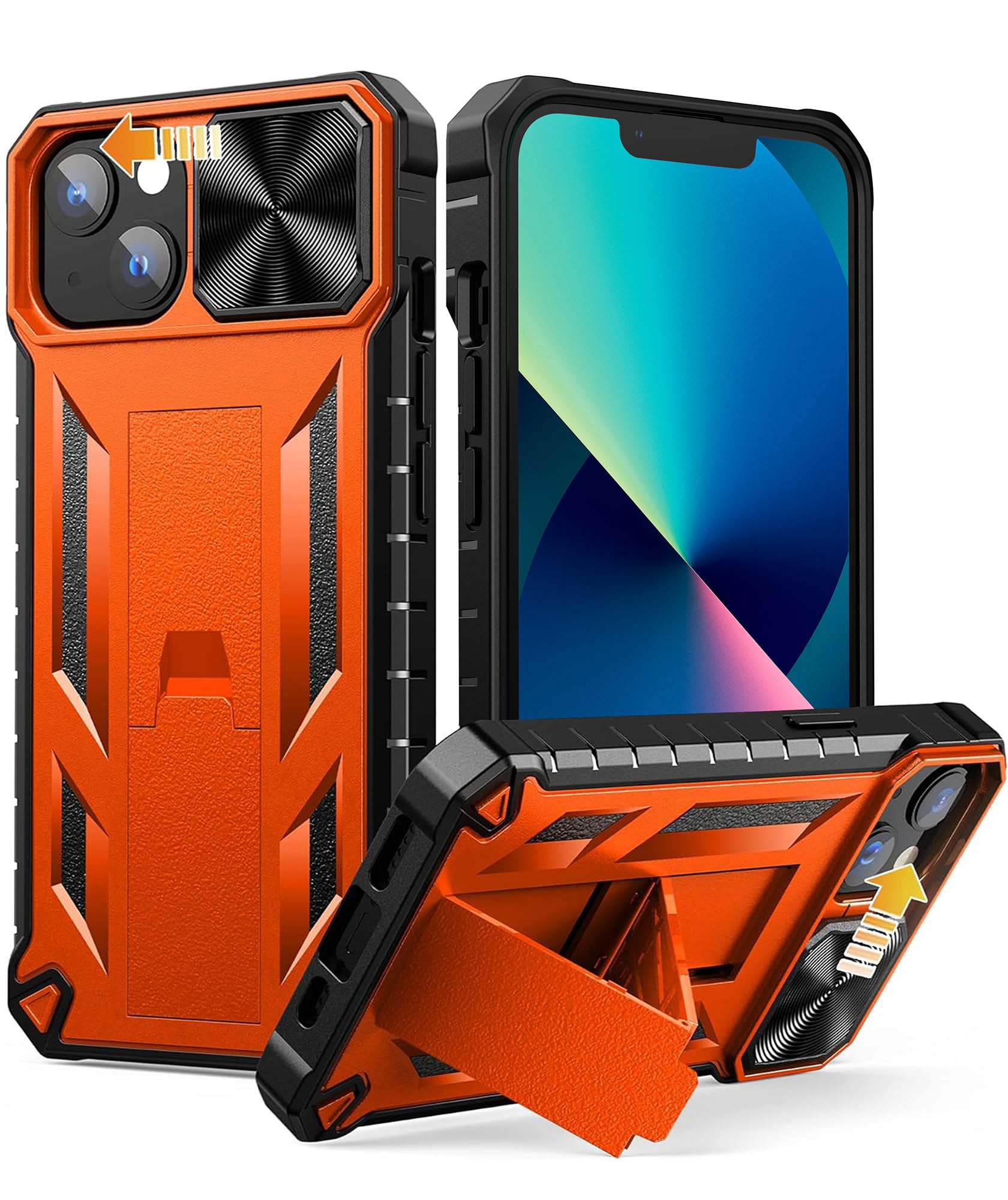 SOiOS Shockproof Military Grade iPhone 16e/13/14 Case with Kickstand - Rugged TPU Hybrid Protective Cover with Matte Texture | Perfect for Outdoor Activities, Work & Daily Use