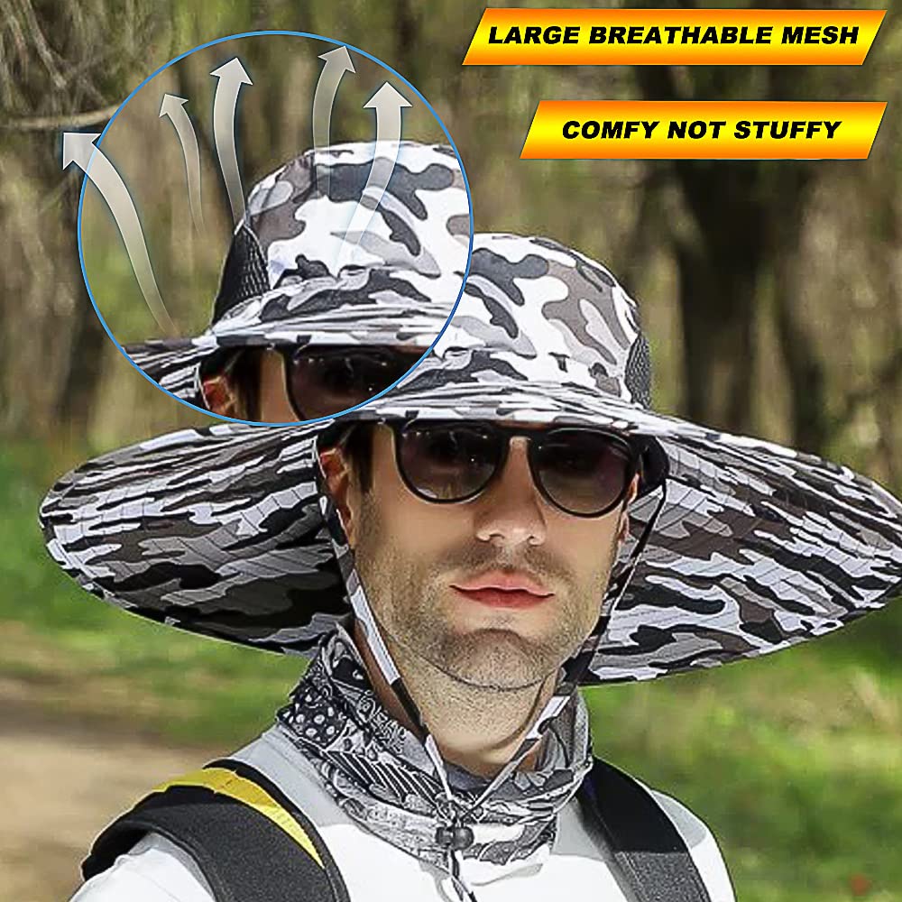 Wide Brim Sun Hat for Men & Women - UPF 50+ UV Protection Fishing Bucket Hat, Safari & Cowboy Style Summer Outdoor Hat | Perfect for Beach, Hiking, Gardening & Travel