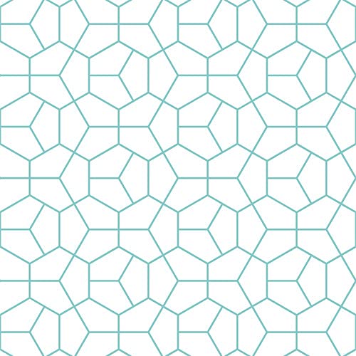 PinPix 30x24 Inch Cork Bulletin Board with Modern Hex Aqua Design & Satin White Frame - Decorative Wall Pin Board for Home Office Decor, School Classroom, Dorm Room Organization & Message Display