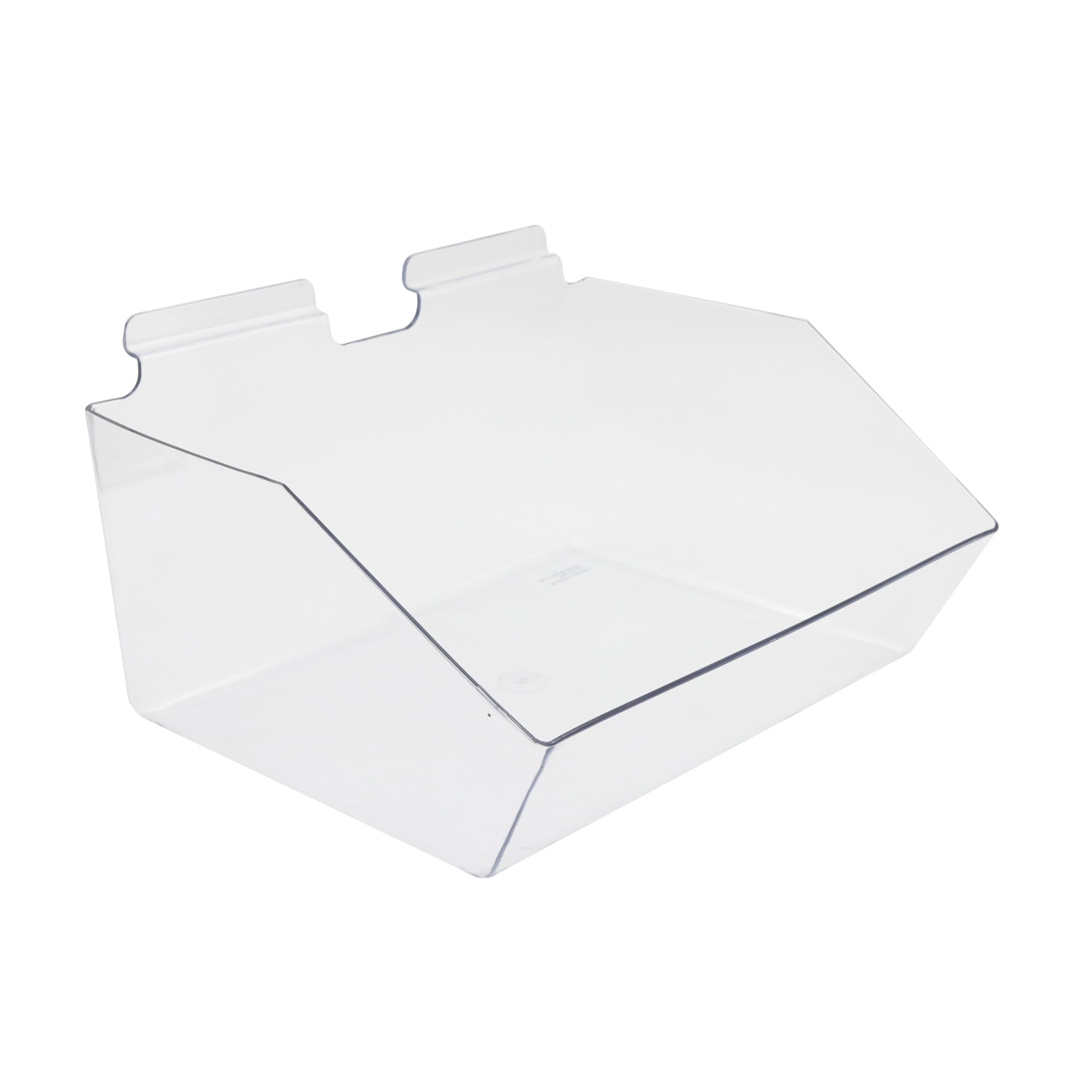 Clear Plastic Dump Bins for Slatwall - Set of 2 - Store Organization