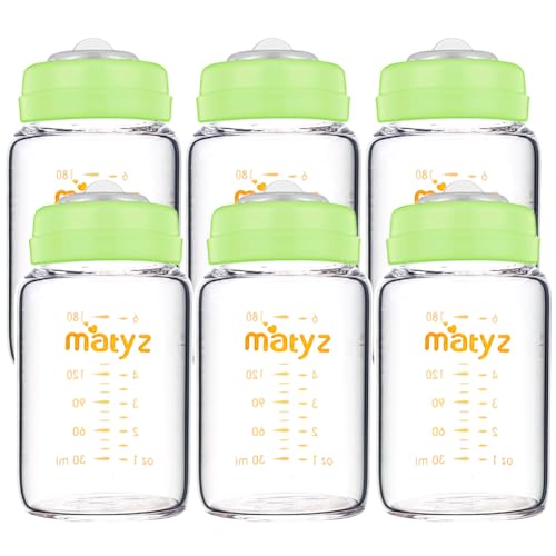 [Pack of 6] Green Lid - 6 Ounce Clear Borosilicate GLASS Bottle