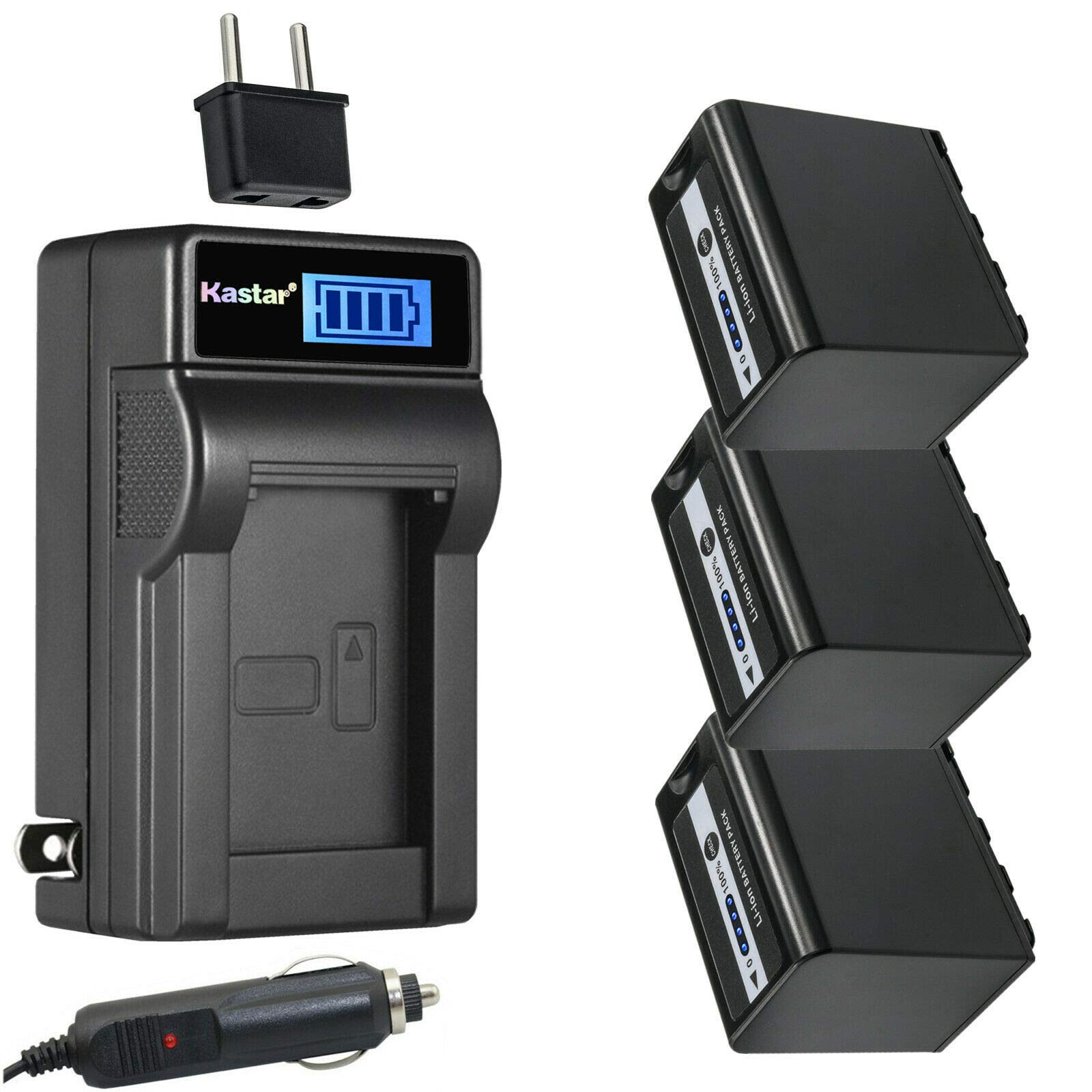 Kastar 3-Pack AG-VBR89 Replacement Battery & LCD AC Charger for Panasonic HC-MDH2GK-K, HC-MDH2M, AG-CX350, AG-DVX200 Series Cameras - Perfect for Professional Videography, Travel Vlogging & Outdoor Filming